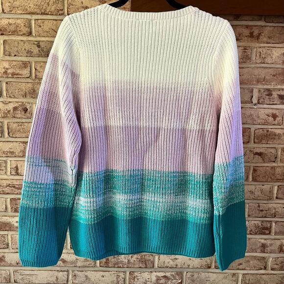 NWT TALBOTS Shaker Stitch Bateau Neck Sweater in Viridian Green XL Petite (H149) - Picture 4 of 8